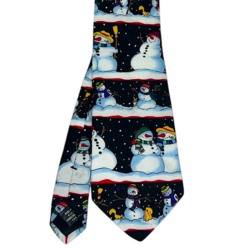 Christmas Hallmark Yule Tie Greetings Snowman Tie